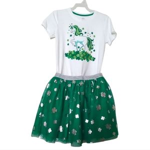 Way to Celebrate! St. Patricks Day Girl's T-Shirt Tutu Skirt 2 Pc Set Sz. 7-8.